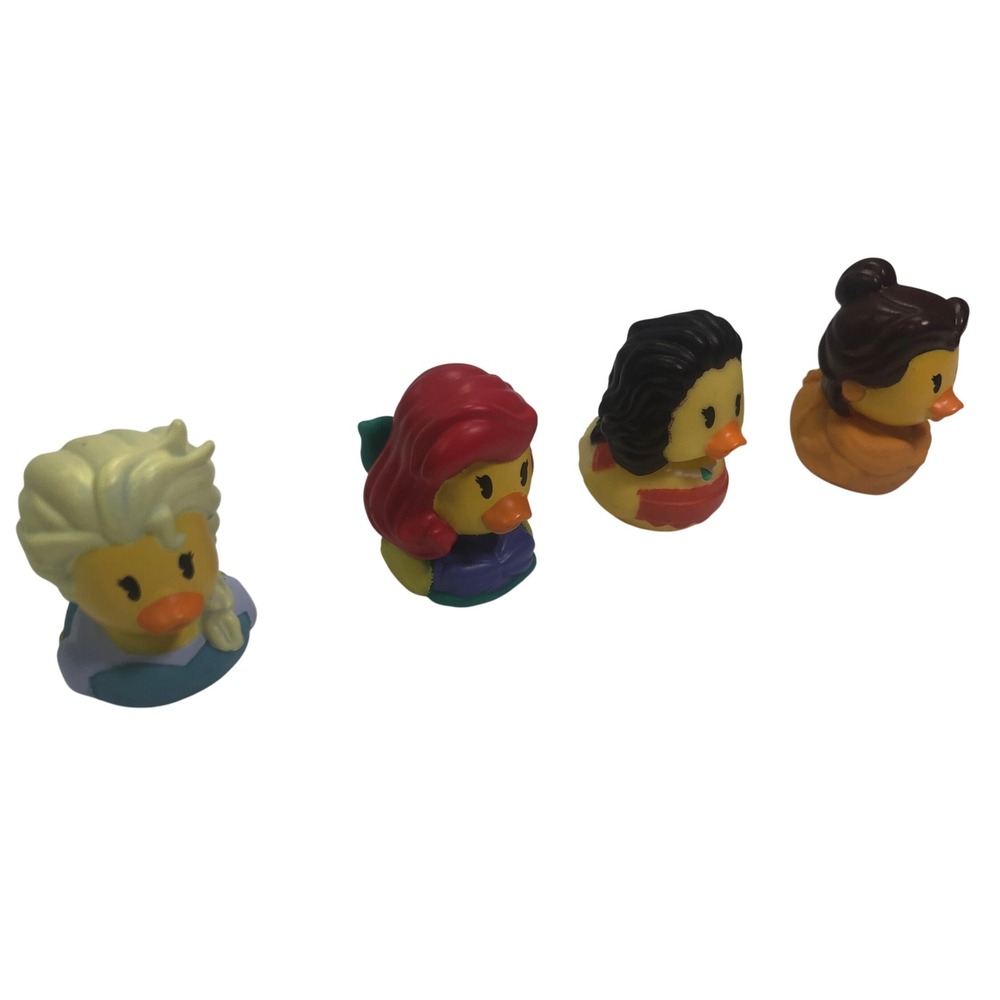 Disney Princess Rubber Duck Set 4pc Elsa Ariel Moana Belle Bath Toys Vinyl Ducks